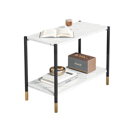 Τραπεζάκι Σαλονιού ASSA Λευκό Με Όψη Μαρμάρου MDF/Μέταλλο 60x40x55cm