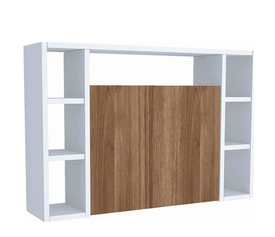 Γραφείο Τοίχου Ανοιγόμενο AMORGOS Λευκό/Καρυδί Μοριοσανίδα 90x20+46x60cm