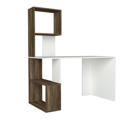 Γραφείο-Βιβλιοθήκη SIROS Λευκό/Καρυδί Μοριοσανίδα/Μελαμίνη 120x60x74/148cm