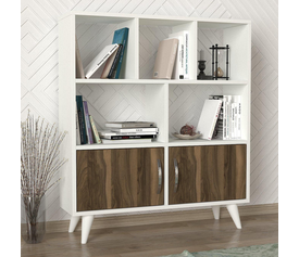 Βιβλιοθήκη Symi Λευκό-Σκούρο Καφέ 90x22x105cm