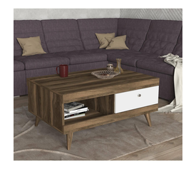 Τραπεζάκι Σαλονιού Hios Λευκό-Σκούρο Καφέ 100x65x47cm