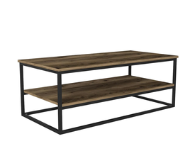 Τραπεζάκι Σαλονιού MYKONOS Σκούρο Καφέ/Μαύρο Μοριοσανίδα/Μελαμίνη/Μέταλλο 120x60x43cm