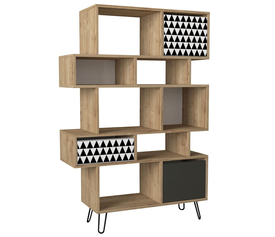 Βιβλιοθήκη MATCH Με Σχέδιο Φυσικό/Ανθρακί Μοριοσανίδα 95x35x150cm