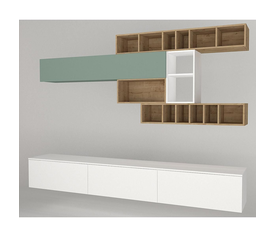 Σύνθετο GEORGIA Λευκό/Sapphire/Τιρκουάζ Μοριοσανίδα 280x45x180cm