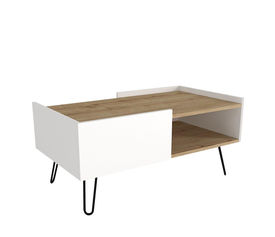 Τραπεζάκι Σαλονιού SERIFOS Φυσικό/Λευκό Μοριοσανίδα/Μελαμίνη 100x55x45cm