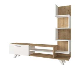 Σύνθετο Τηλεόρασης KEROS Λευκό/Φυσικό Μοριοσανίδα/Μελαμίνη 150x30x132cm