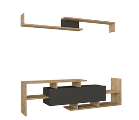 Σύνθετο Τηλεόρασης DREAM Φυσικό/Ανθρακί Μοριοσανίδα/Μελαμίνη 154x25x170cm