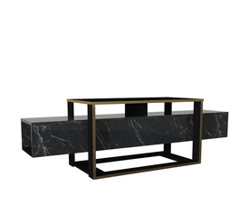 Έπιπλο Τηλεόρασης LEVITHA Μαύρο Μοριοσανίδα/Μελαμίνη 160x50x46cm