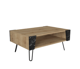 Τραπεζάκι Σαλονιού DIAPOROS Φυσικό/Μαύρο Μοριοσανίδα/Μελαμίνη 90x60x40cm