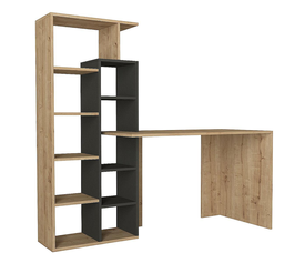 Γραφείο-Βιβλιοθήκη PRIMO Sapphire/Ανθρακί Μοριοσανίδα/Μελαμίνη 152x60x74/148cm