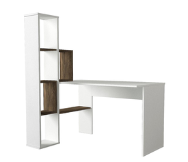 Γραφείο-Βιβλιοθήκη PERCY Λευκό/Καρυδί Μοριοσανίδα/Μελαμίνη 120x90x74/150cm