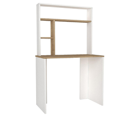 Γραφείο-Βιβλιοθήκη ARAGO Λευκό/Φυσικό Μοριοσανίδα/Μελαμίνη 90x45x148cm