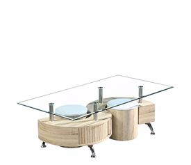 Τραπεζάκι Σαλονιού BROMELYA Διάφανο/Sonoma 130x70x45cm