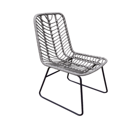 Καρέκλα Κήπου OSASCO Γκρι/Μαύρο Μέταλλο/Rattan 63x47x87cm