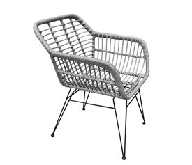 Καρέκλα Κήπου TERESINA Γκρι/Μαύρο Μέταλλο/Rattan 58x59x81cm