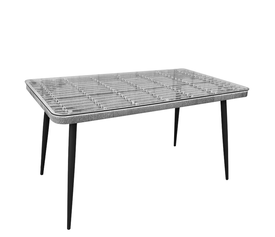 Τραπέζι Κήπου QUITO Γκρι/Μαύρο Μέταλλο/Rattan/Γυαλί 160x90x78cm
