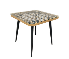 Τραπέζι Κήπου CALI Φυσικό/Μαύρο Μέταλλο/Rattan/Γυαλί 80x80x78cm