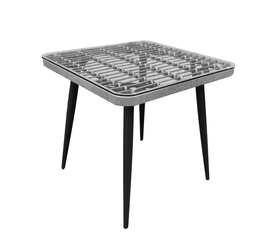 Τραπέζι Κήπου CALI Γκρι/Μαύρο Μέταλλο/Rattan/Γυαλί 80x80x78cm