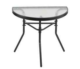 Τραπέζι Κήπου Ημικυκλικό CELESTIAL Μαύρο Μέταλλο/Γυαλί 70x40x65cm