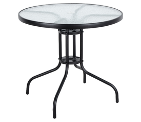 Τραπέζι Κήπου EARTH Μαύρο Μέταλλο/Γυαλί Φ80x70cm