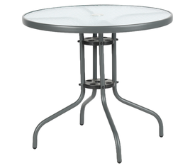 Τραπέζι Κήπου EARTH Γκρι Μέταλλο/Γυαλί Φ80x70cm