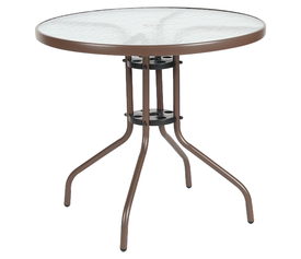 Τραπέζι Κήπου EARTH Καφέ Μέταλλο/Γυαλί Φ80x70cm