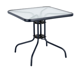 Τραπέζι Κήπου MARS Μαύρο Μέταλλο/Γυαλί 80x80x70cm