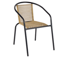 Καρέκλα Κήπου ATLAS Φυσικό/Μαύρο Μέταλλο/Rattan 54x63x75cm