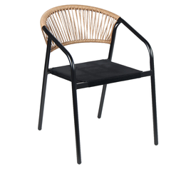 Καρέκλα Κήπου LUNA Φυσικό/Μαύρο Μέταλλο/Rattan 54x60x75cm