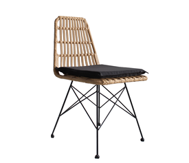 Καρέκλα Κήπου ALFONSE Φυσικό/Μαύρο Μέταλλο/Rattan 47x62x81cm