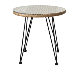 Τραπέζι Κήπου EUSEBIO Φυσικό/Μαύρο Μέταλλο/Rattan Φ45x40cm