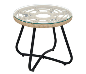 Τραπέζι Κήπου HOWARD Φυσικό/Μαύρο Μέταλλο/Rattan Φ45x40cm