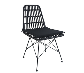 Καρέκλα Κήπου ALFONSE Μαύρο Μέταλλο/Rattan 47x62x81cm
