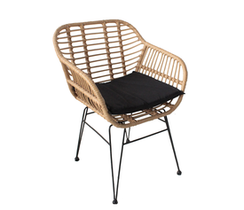 Καρέκλα Κήπου ACTORIUS Φυσικό/Μαύρο Μέταλλο/Rattan 57x53x81cm