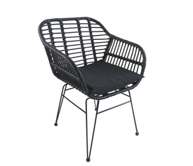 Καρέκλα Κήπου ArteLibre ACTORIUS Μαύρο Μέταλλο/Rattan 57x53x81cm