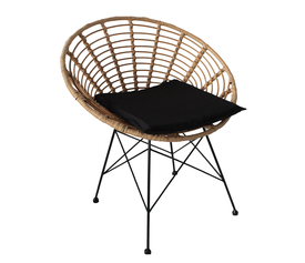 Καρέκλα Κήπου AELIUS Φυσικό/Μαύρο Μέταλλο/Rattan 72x62x78cm