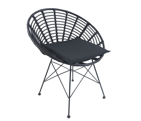 Καρέκλα Κήπου AELIUS Μαύρο Μέταλλο/Rattan 72x62x78cm