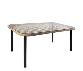 Τραπέζι Κήπου AMPIUS Φυσικό/Μαύρο Μέταλλο/Rattan/Γυαλί 160x90x73cm