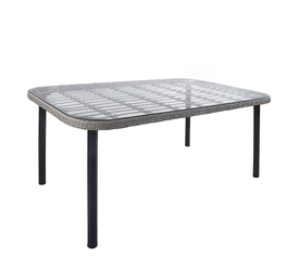 Τραπέζι Κήπου AMPIUS Γκρι/Μαύρο Μέταλλο/Rattan/Γυαλί 160x90x73cm