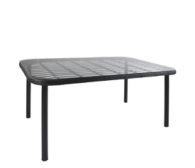Τραπέζι Κήπου AMPIUS Μαύρο Μέταλλο/Rattan/Γυαλί 160x90x73cm