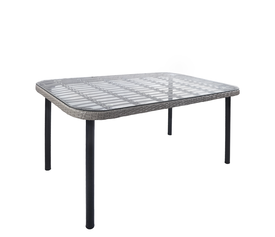 Τραπέζι Κήπου AMPLAS Γκρι/Μαύρο Μέταλλο/Rattan/Γυαλί 140x80x73cm