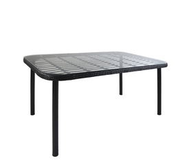 Τραπέζι Κήπου AMPLAS Μαύρο Μέταλλο/Rattan/Γυαλί 140x80x73cm