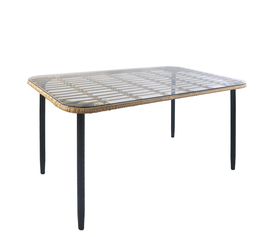 Τραπέζι Κήπου ArteLibre ANNIUS Φυσικό/Μαύρο Μέταλλο/Rattan/Γυαλί 120x70x78cm