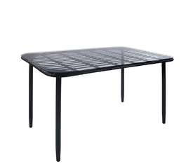 Τραπέζι Κήπου ANNIUS Μαύρο Μέταλλο/Rattan/Γυαλί 120x70x78cm