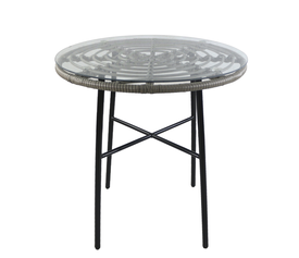 Τραπέζι Κήπου APPIUS Γκρι/Μαύρο Μέταλλο/Rattan/Γυαλί 70x70x74cm