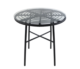 Τραπέζι Κήπου ArteLibre APPIUS Μαύρο Μέταλλο/Rattan/Γυαλί 70x70x74cm