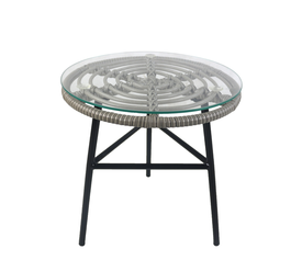 Τραπέζι Κήπου ARELLIUS Γκρι/Μαύρο Μέταλλο/Rattan/Γυαλί 45x45x46cm