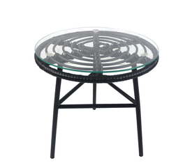 Τραπέζι Κήπου ARELLIUS Μαύρο Μέταλλο/Rattan/Γυαλί 45x45x46cm