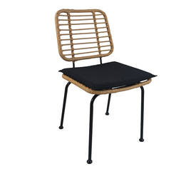 Καρέκλα Κήπου ATIUS Φυσικό/Μαύρο Μέταλλο/Rattan 46.5x55x86cm