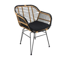 Καρέκλα Κήπου ArteLibre ATINIUS Φυσικό/Μαύρο Μέταλλο/Rattan 58x62x82cm